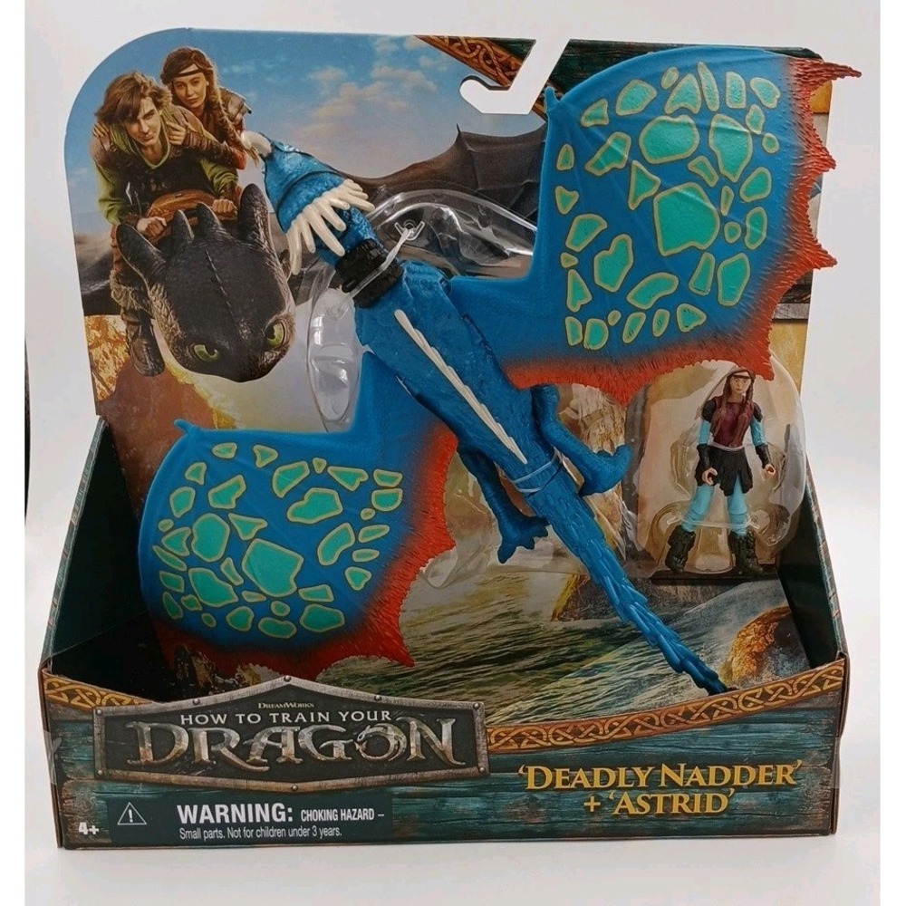 How to Train Your Dragon DEADLY NADDER & ASTRID Dreamworks Real Feel Wings NEW!